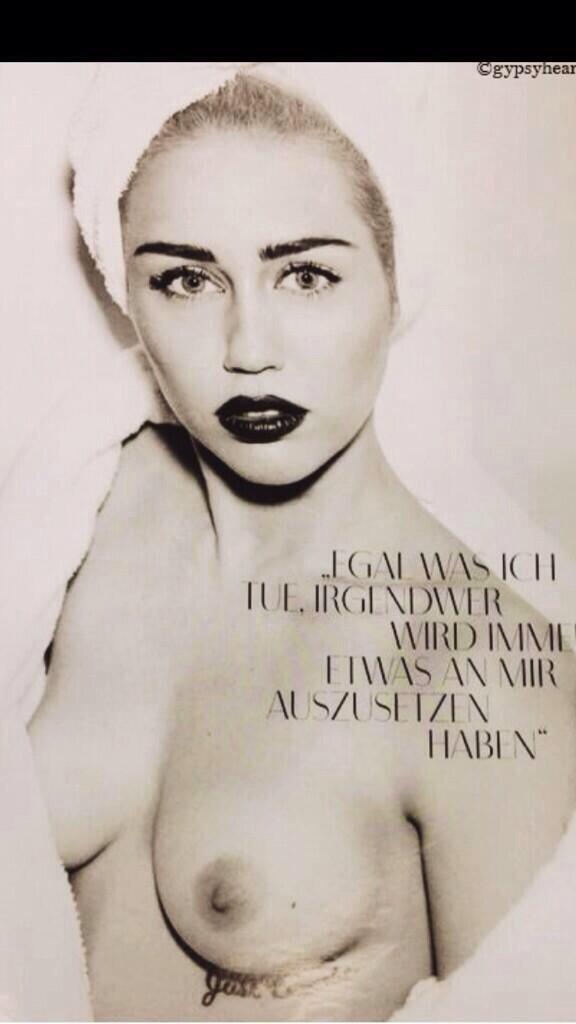 thesourpuss:  One of these Miley Cyrus photos look suspiciously Photoshopped. 