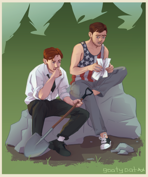 goatyoatart: so i was trying  out a new shading style… and voila! The boys™ taking a break from digg