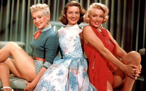 Betty Grable, Lauren Bacall and Marilyn Monroe in “How to Marry a Millionaire” (1953). C