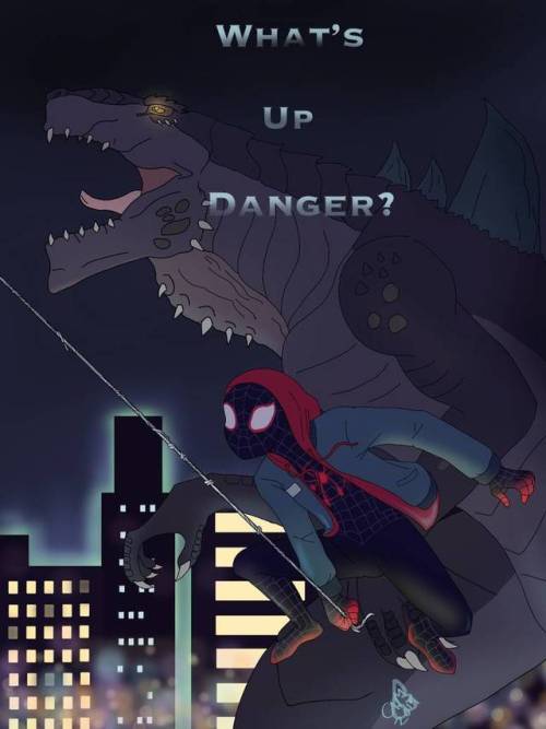 54fallenartist14:A crossover that nobody wanted.Miles Morales© Marvel and SonyZilla © Toho