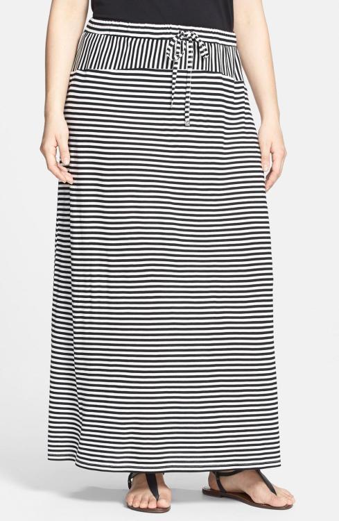 plus-sized-fashion:Two by Vince Camuto Striped Maxi Skirt (Plus Size)Shop for more Skirts on Wanteri