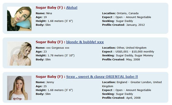 Baby dating examples sugar profile sugar baby