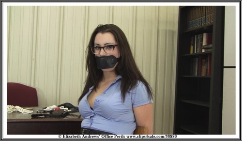 elizabethandrews:  @Belle__Davis gagged with a plug gag and chair tied - www.clips4sale.com/38880/10147429 - Belle Davis : Gag Testing The Chair Tied Secretary