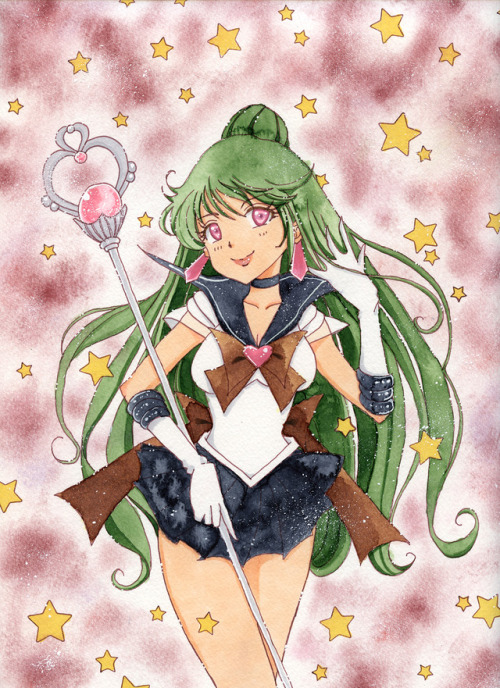 I’ve always wanted to make a painting of Sailor Pluto, so here it is. Had fun with a scrapbooking st