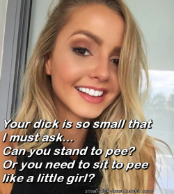 microcage:  katydreamsandfantasies:  my Holy Trainer forces me to sit to pee like a girl    I have to sit to pee and be sure I push my little clitty down so I won’t pee under the seat.
