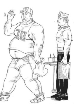 heavyryan:fatfindings:Parts 1-10 of the Warren Davis Fat Burger Comic. These pieces of art honestly were one of the main reasons I found out about gaining and helped ease me into the community. Burgers are my favorite food to watch guys stuff themselves