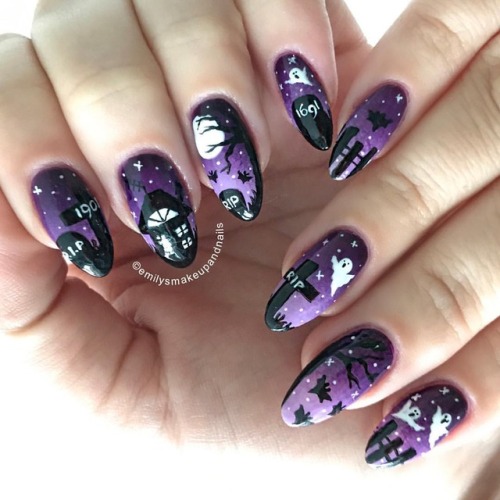 Halloween purple ombré  . . . . #nails #nailart #nailartist #nailtech #naildesign #nailsofinstagram 