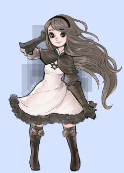 -nanika:   I am Agnès Oblige, vestal of the wind.  I finally got around to playing bravely default so I wanted to draw the cute wind vestal! (´⌣`ʃƪ)