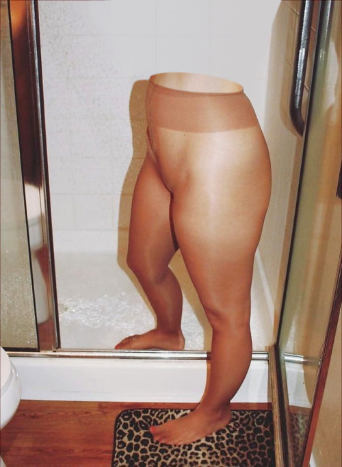 After a night of crazy sex, he liked to get the pantyhosed legs in the shower for a good washdown. T