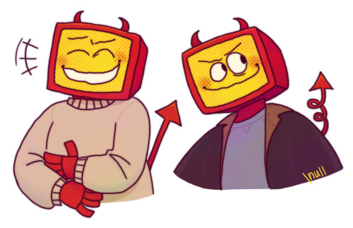 bortmcjorts: [ID: two drawings of edgar from electric dreams, as a red robot with a computer monitor