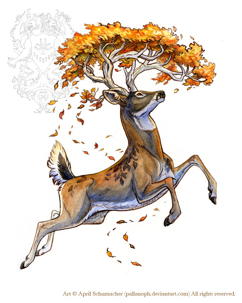 thingswithantlers:Autumn Stag Tattoo by pallanoph