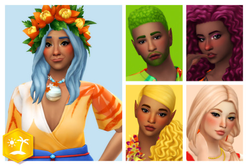  Island Living EP Hair Recolors - Sorbets and Elderberries Remix All of the Island Living hairs reco