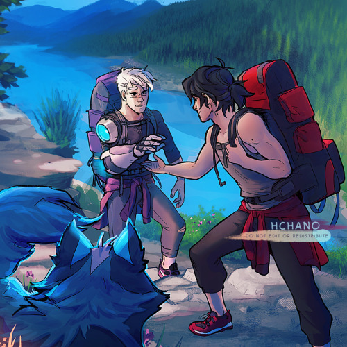 hchano:sheith backpacking in the mountains with their giant space heater wolf is what gives me life