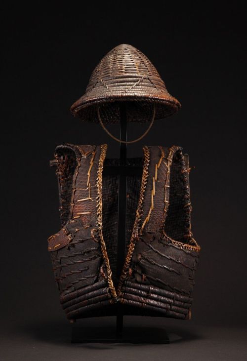 Armour and Helmet SetYami peoples of Orchid Island, TaiwanRattan and fish leather32" tall by 17