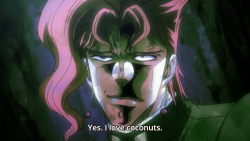 captainsnoop: bogleech: See I know only just enough about the jojos to not be sure whether he really says a thing like this or not he does in fact say this and then he proceeds to eat several insects off the side of a tree  