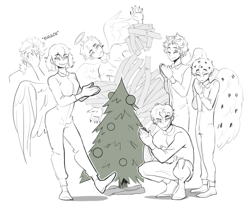 Happy Holidays from Hawks and the emochickens! (and Dabi) ❄️Hawks just wanted to take some nice fami