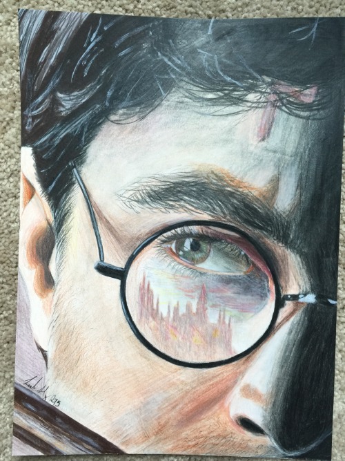 painstakinglydrawn:  One of my more recent Harry Potter drawings.Done with prismacolor pencils. Took