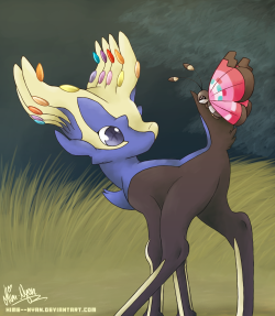 hime-nyan:  Baby Xerneas by Hime—Nyan Yepp, it’s a Pokémon x Disney (Bambi) crossover. I hope you like it! :3 Programs: Painttool SAI &amp; Adobe Photoshop CS6Time spent: 8h+ Bambi by Disney &copy; Xerneas by Nintendo &copy;