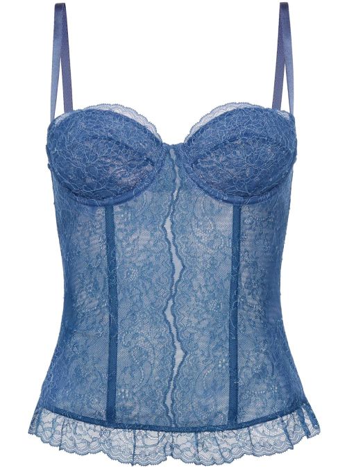 La Perla | long corset style piece in cornflower blue leavers lace 