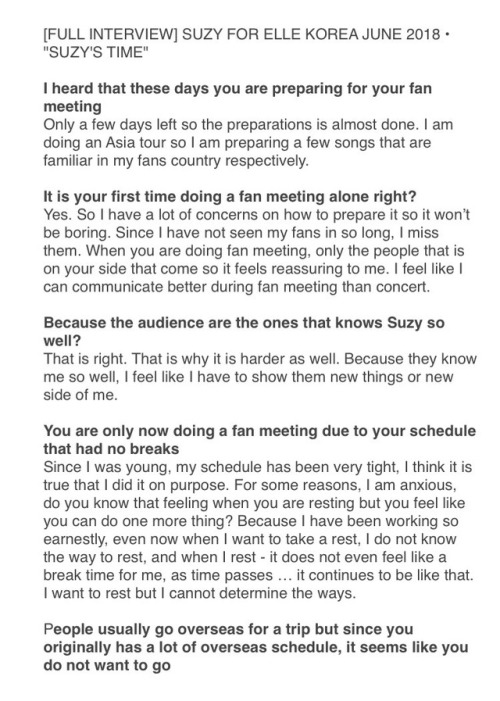 ELLE Korea 2018 June Issue - Interview part 1trans by @suzylegacy