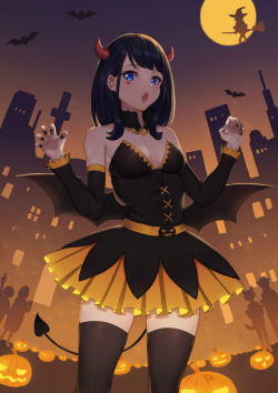 aku-no-homu:Halloween  Rikka by artist 吉良吉影与猫