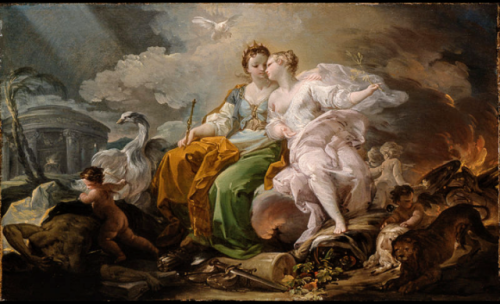 life-imitates-art-far-more:Corrado Giaquinto (1703-1766)“Allegory of Peace and Justice” (1753-1754)O