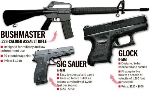 The weapons used by Adam Lanza during the Sandy Hook Elementary School shooting
