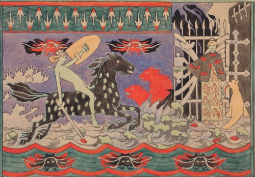 enchantedbook:Hellhesten (The Hell Horse), 1892by Norwegian painter and illustrator Gerhard Munthe