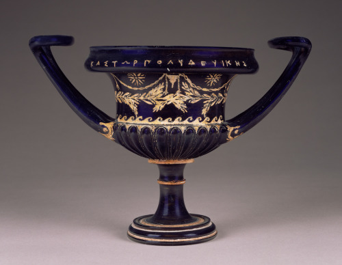 theancientwayoflife:~ Black-Glaze Rattling Kantharos.Culture: Greek (South Italian)Place: South Ital