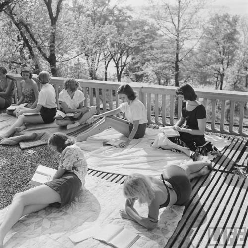 Studying outdoors in Madison(Wallace Kirkland. 1951)