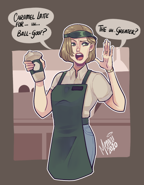 A fun little commissions for @themageandthemisanthrope‘s Elspeth as a modern AU barista. Don’t worry