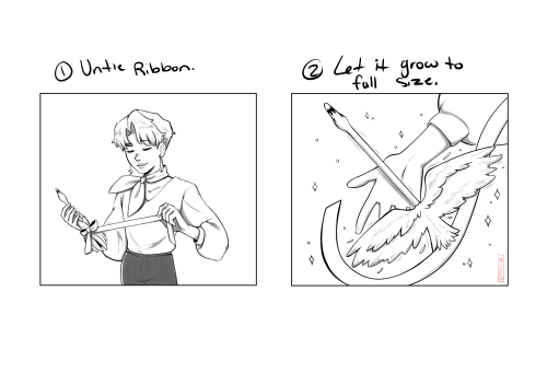  I wanted to show how the broom? feather duster?? feather broom?? works in my au. I didn’t wan