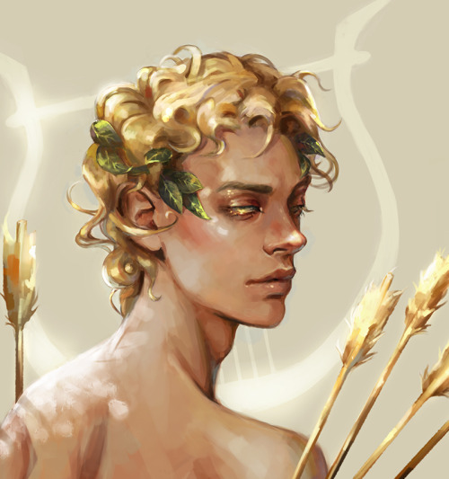 za-ra-h:Finished this drawing of Apollo and his golden arrows. He’s my favorite of the Greek mythos.