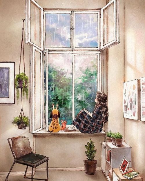 sixpenceee: Happiness in living alone by artist Aeppol. Her Instagram &amp; 
