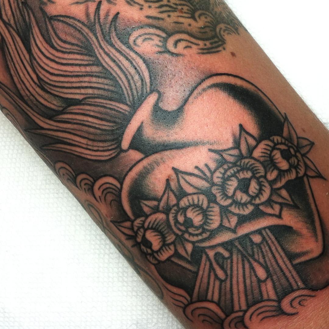 julian-bast:  Super fun drawn on black and grey sacred heart. Would love to do one