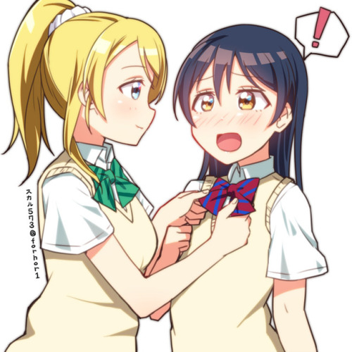 ✧･ﾟ: *✧ Fixing Her Clothes ✧ *:･ﾟ✧♡ Characters ♡ : Eli Ayase ♥ Umi Sonoda♢ Anime ♢ : Love Live! Scho