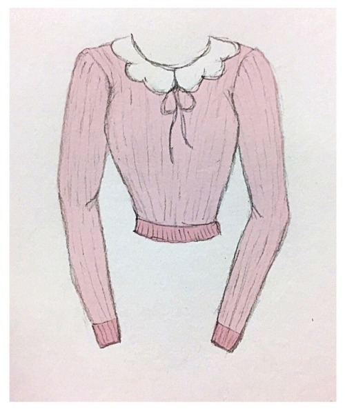 Quick fashion sketches of pastel spring sweater ideas. Style: mild ribbing, stretch knit, cropped sl