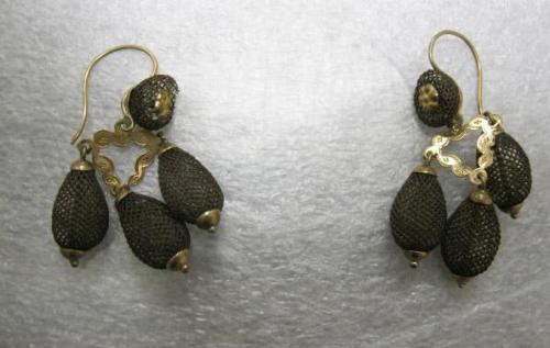 Mourning earrings, 1899-1902 US (Old Salem, NC), the North Carolina Museum of History EARRINGS, TEAR