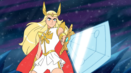 Adora points the sword at Catra's face