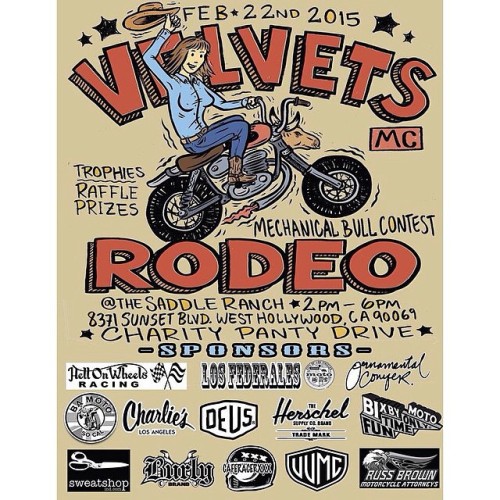 Proud to support awesome events and riders- like @thevelvetsmc Rodeo coming up in LA on Feb 22nd! #s