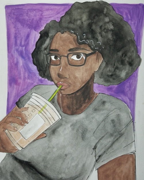 Painted my friend Mimi. Started and finished it all in the starbucks she works at.