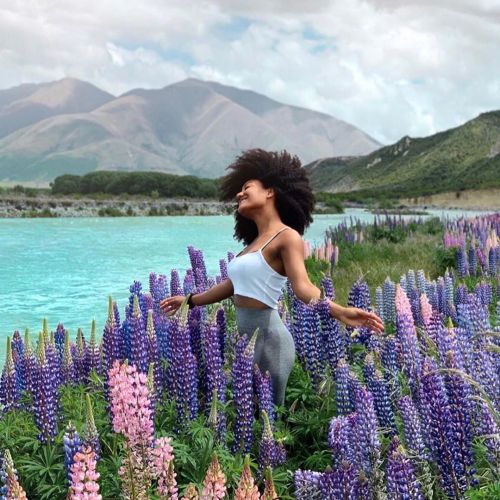  South island, New Zealand @lostwithbeth ・・・ Wild girl among the wildflowersIt’s lupin season in N