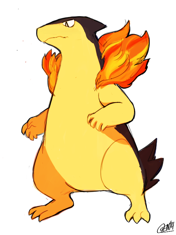 genchiart:  Will got me Manga Studio 5 as a present so I drew him a Typhlosion~ 