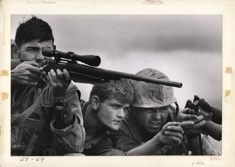 gunsandposes:Photographer David Douglas Duncan captures U.S. Marines in action during the Battle of 