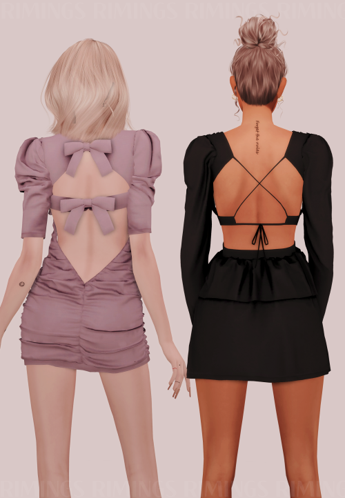  [RIMINGS] Ruffled Slit Dress Set - FULL BODY- NEW MESH- ALL LODS- NORMAL MAP- 21 / 21 SWATCHES- HQ 