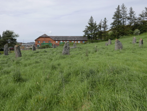 Llangefni Eisteddfod Stone Circle, Anglesey, North Wales, 13.5.17. A modern stone circle that is now