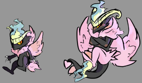 Here was the next commission! I was asked to draw a typeswap of one of the pfq fakemon lines. This o