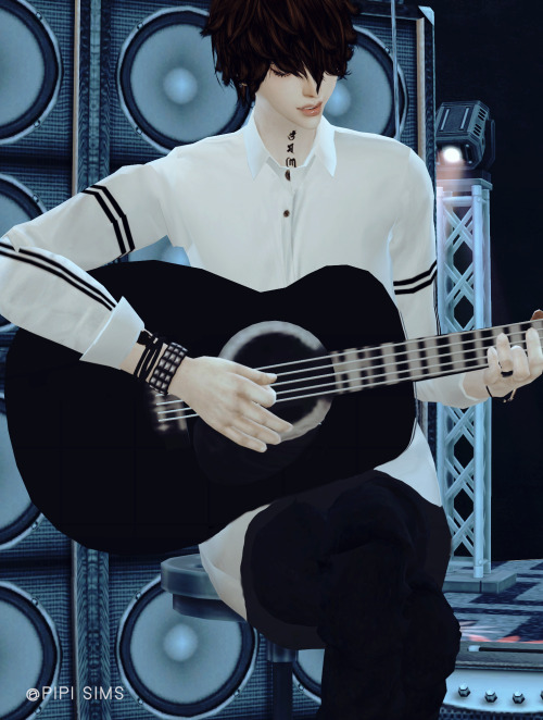 karzalee:dominationkid:pipisims4:Pose : @flowerchamber​Guitar : @karzalee​Top : @s4seze​ / Bottom : 