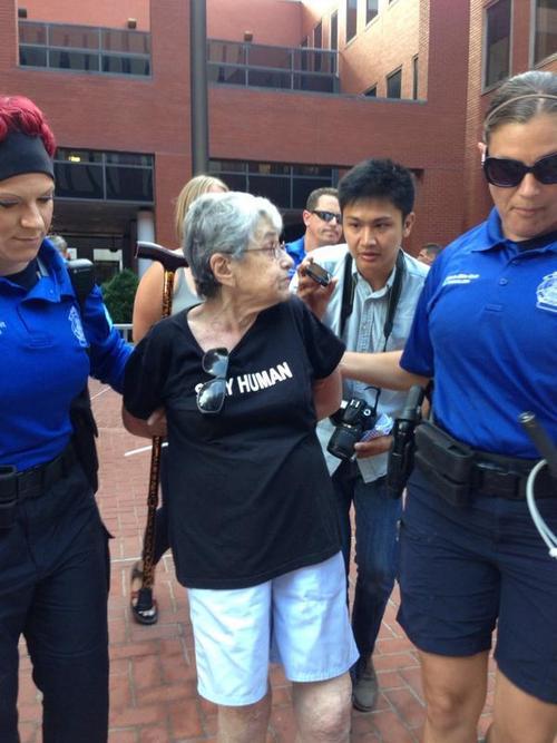 angelclark:  Hedy Epstein, 90-Year-Old Holocaust Survivor, Arrested During Michael Brown Protest  Hedy Epstein, a 90-year-old Holocaust survivor, was arrested on Monday during unrest over the death of Michael Brown,KMOV reports. Epstein, who aided Allied