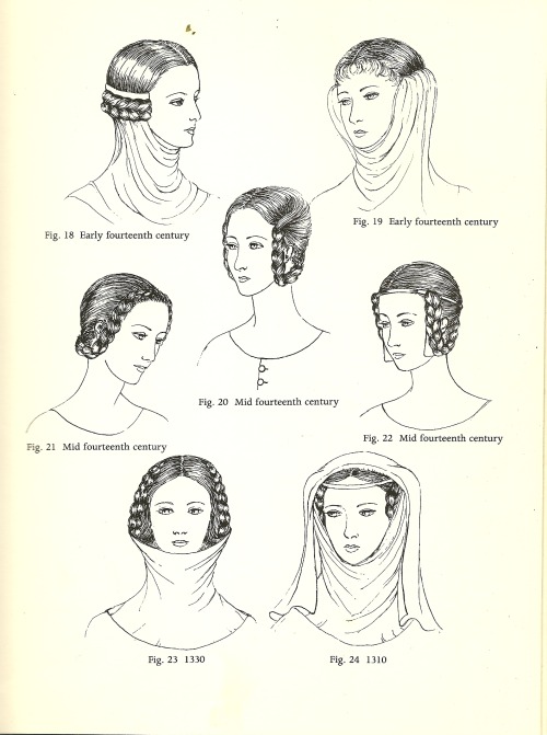 mediumaevum:    I hope this will help with your reenactments and fanart. :) Anglo-Saxon (600 – 1154): Simple Veils, Head-tires, Combs, and Pin Norman (1066-1154): Couvre-chef, hair uncovered, and extreme length Plantagenet (1154-1399): Wimple, Barbette,